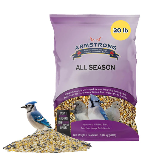 Wild Bird Food All Season Blend, 20 Pounds - with Cut Corn, Wheat, White Millet and Black Oil Sunflower Seeds for Blue Jays, Dark-Eyed Juncos and Mourning Doves