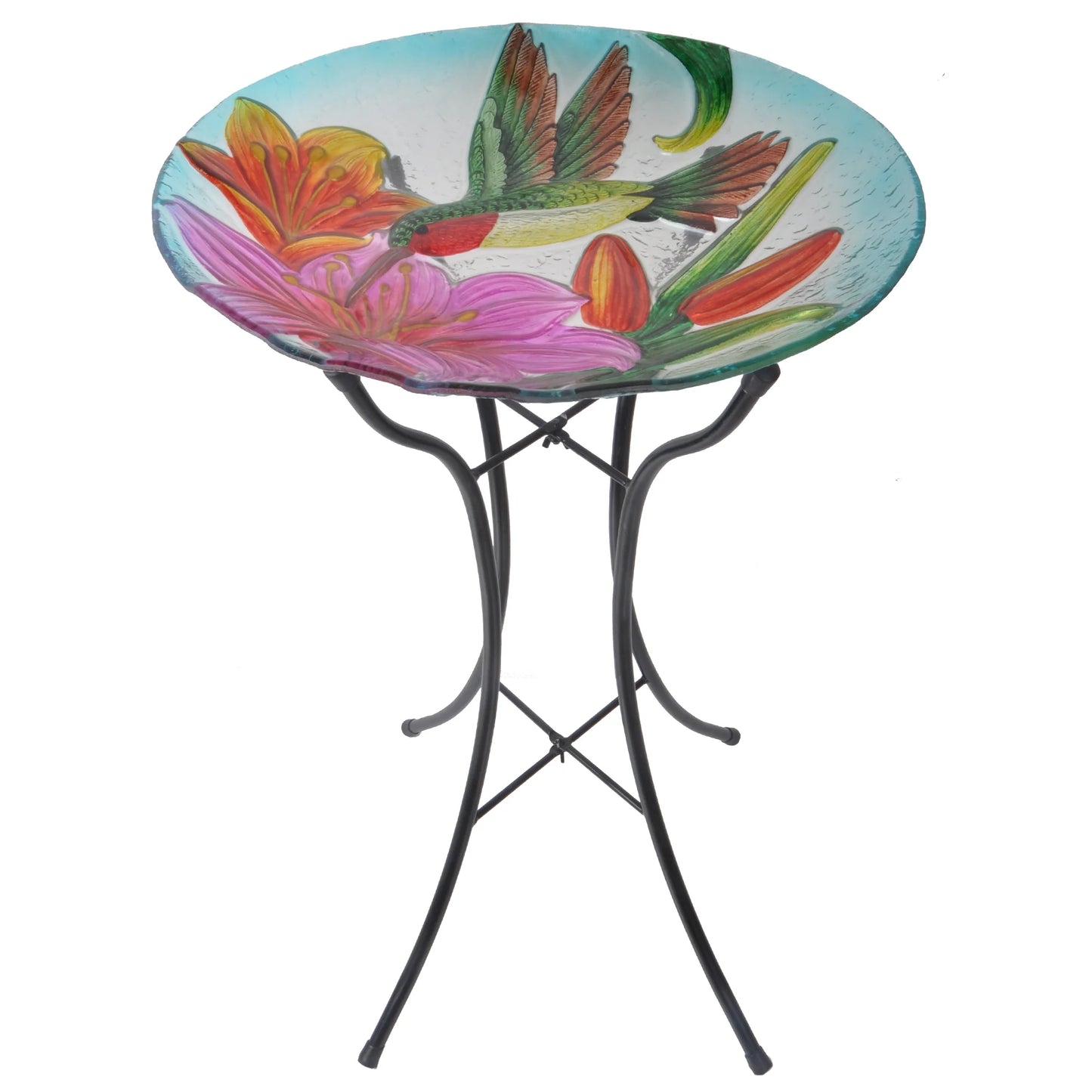 18" Hummingbird Fusion Glass Bird Bath