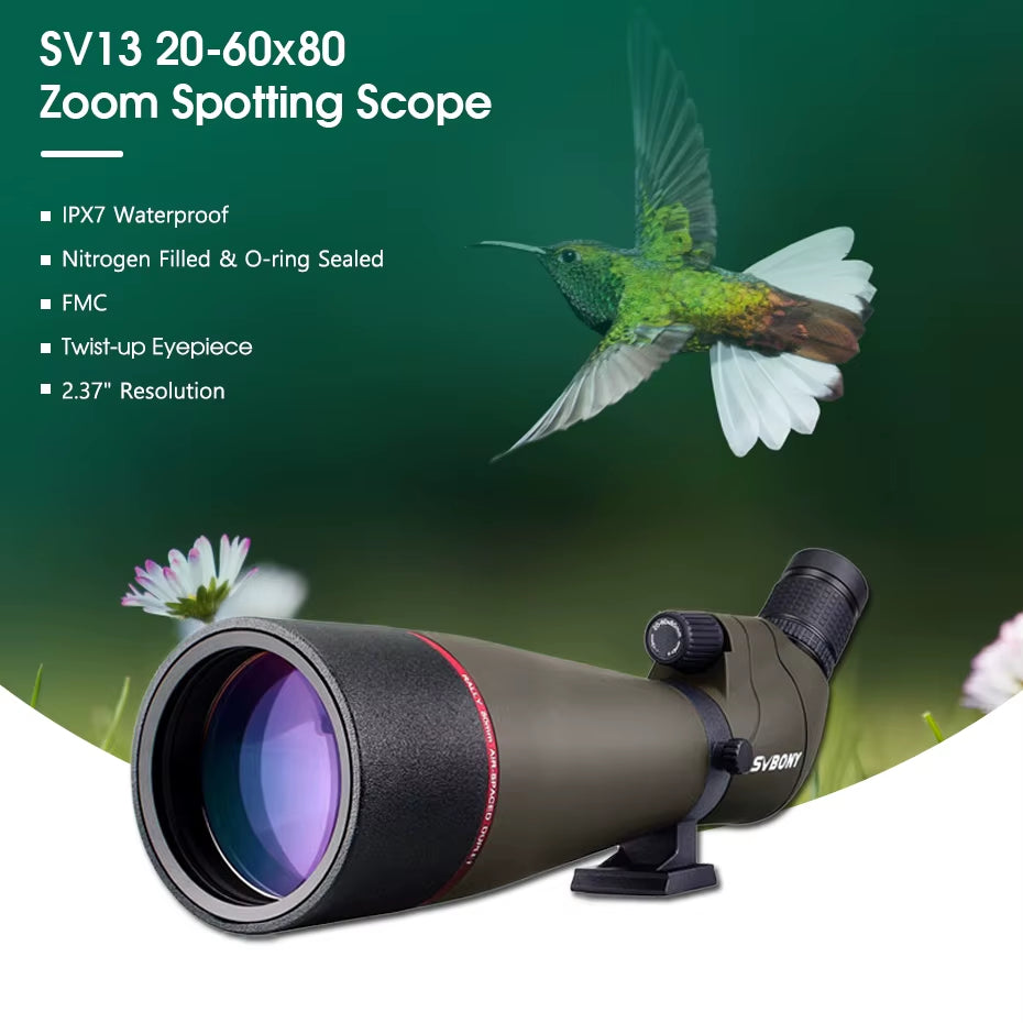 Bird Watching Telescope SV401/SV411/SV13 20-60X80 Spotting Scope Waterproof Camping Equipment for Moon Target Shooting