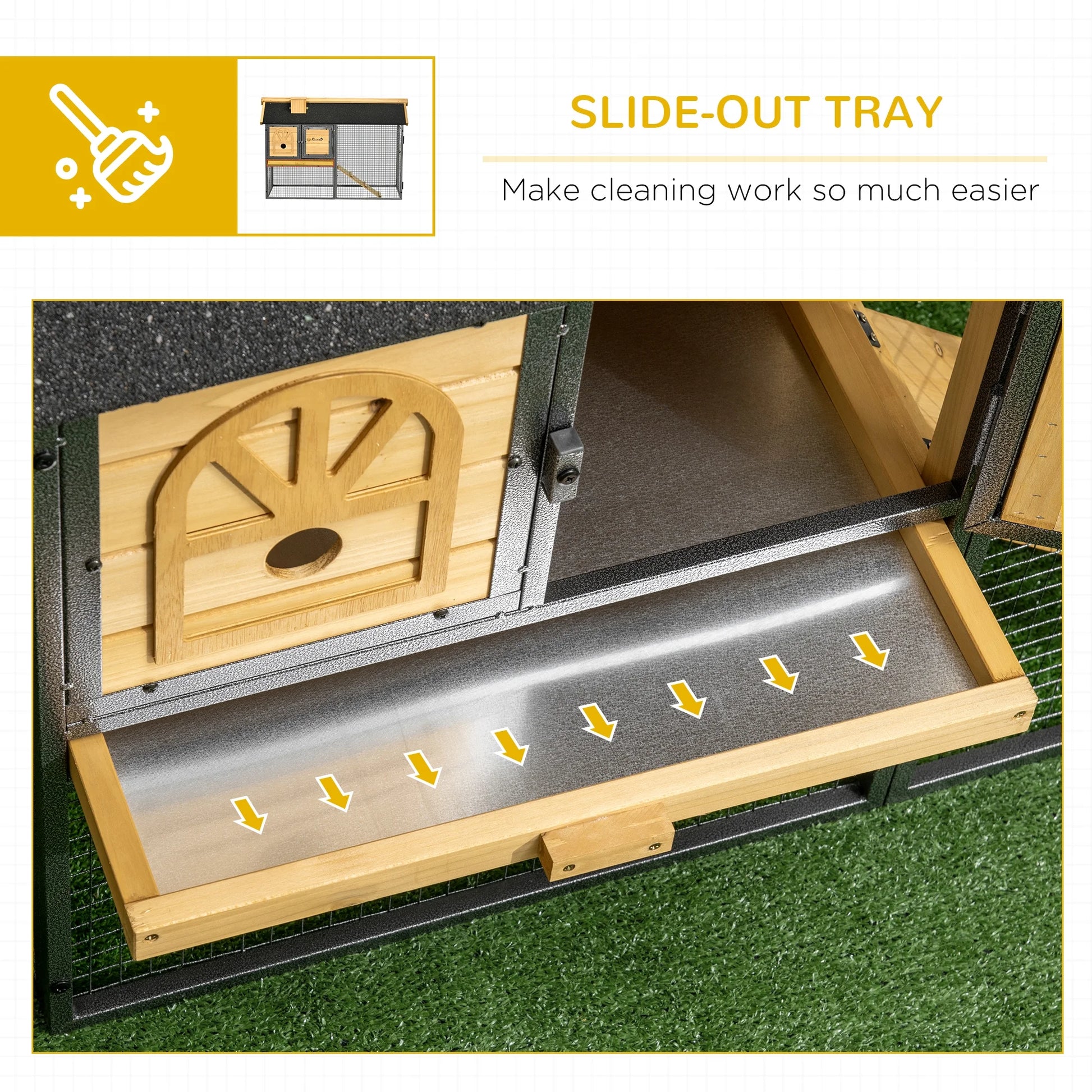 Wooden Rabbit Hutch Outdoor with Run, Bunny Cage with Removable Tray