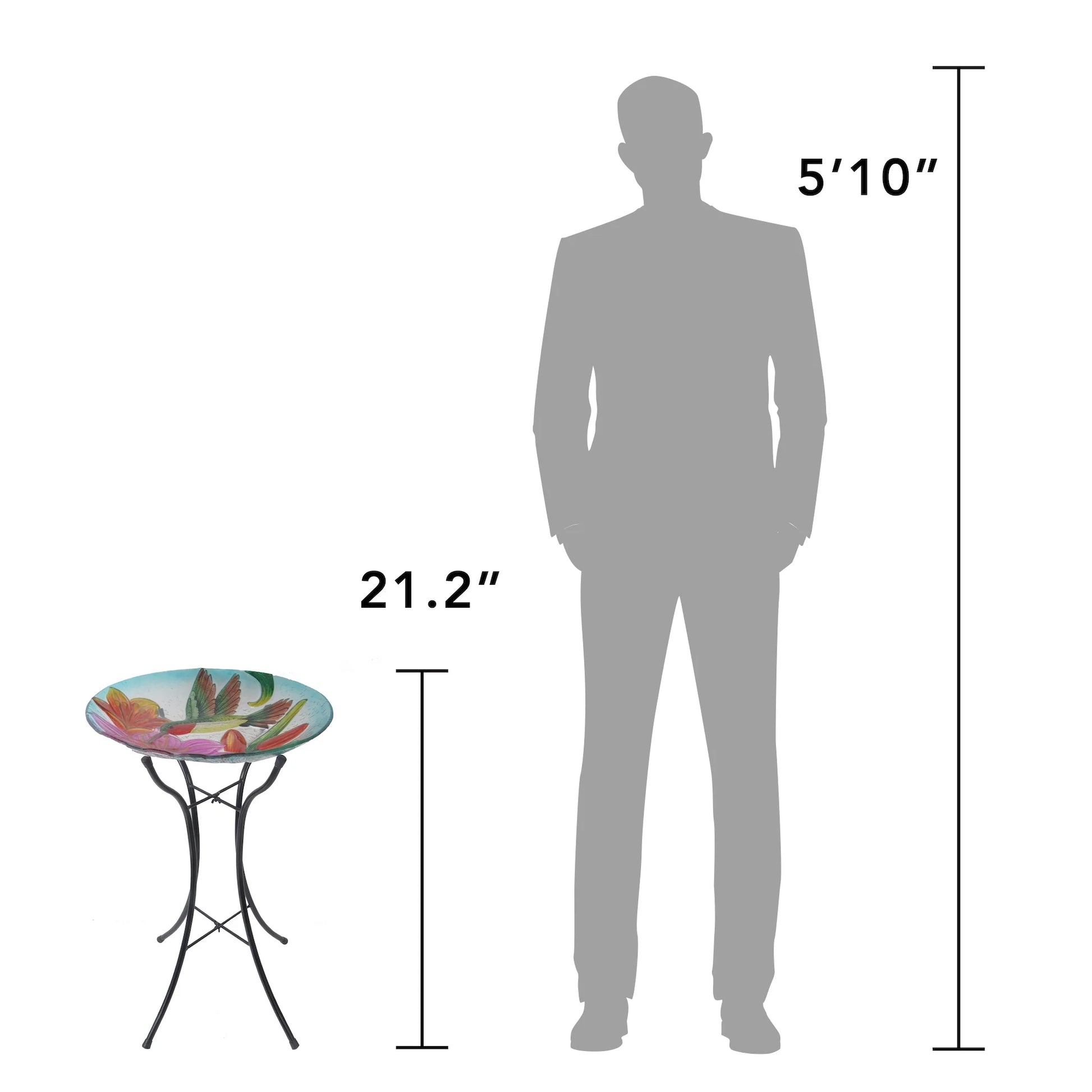 18" Hummingbird Fusion Glass Bird Bath