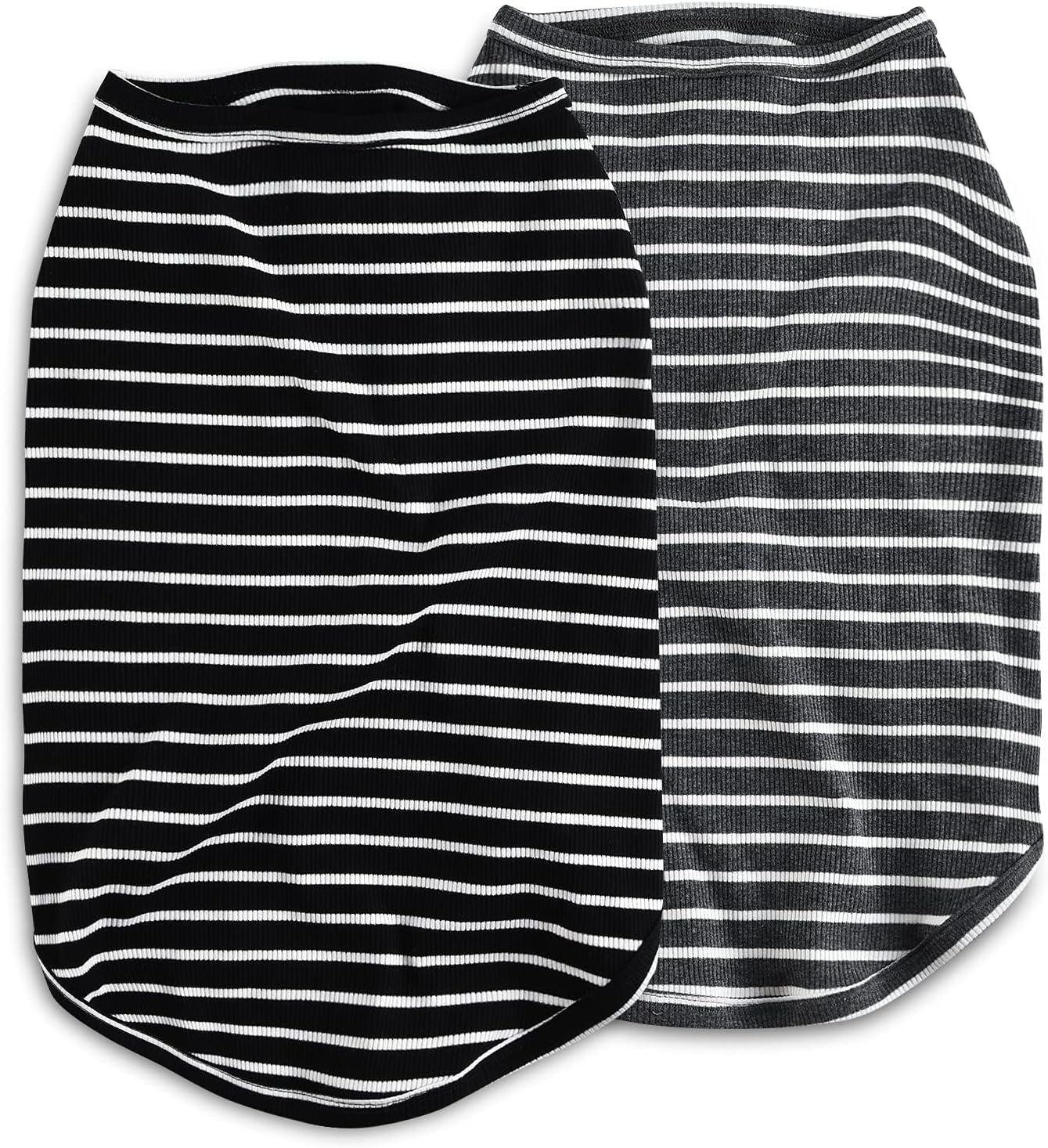 Dog Shirt Vest Lightweight Stretchy Dog T-Shirts Soft Cool Sleeveless Stripe Vests Breathable Clothes for Puppy Kitty Cats Small Medium Large Dogs 2 Pack Black + Grey [ 5XL ]