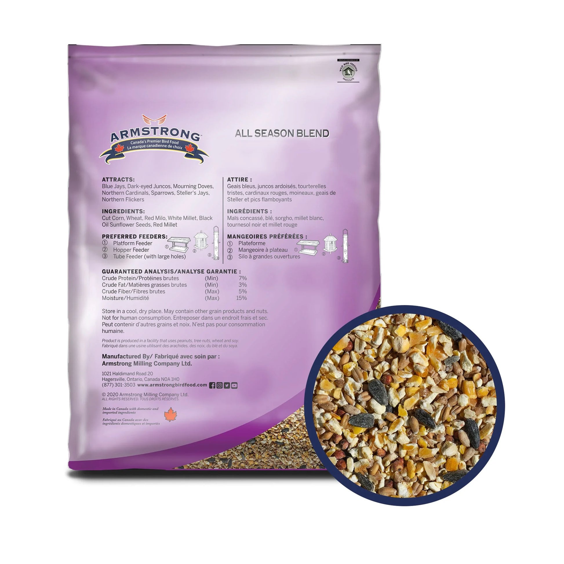 Wild Bird Food All Season Blend, 20 Pounds - with Cut Corn, Wheat, White Millet and Black Oil Sunflower Seeds for Blue Jays, Dark-Eyed Juncos and Mourning Doves