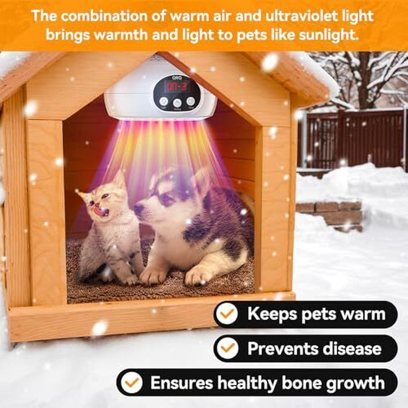 QRQ Chicken Coop Heater, 200W-350W-500W Reptile Heat Lamp Upgraded with White