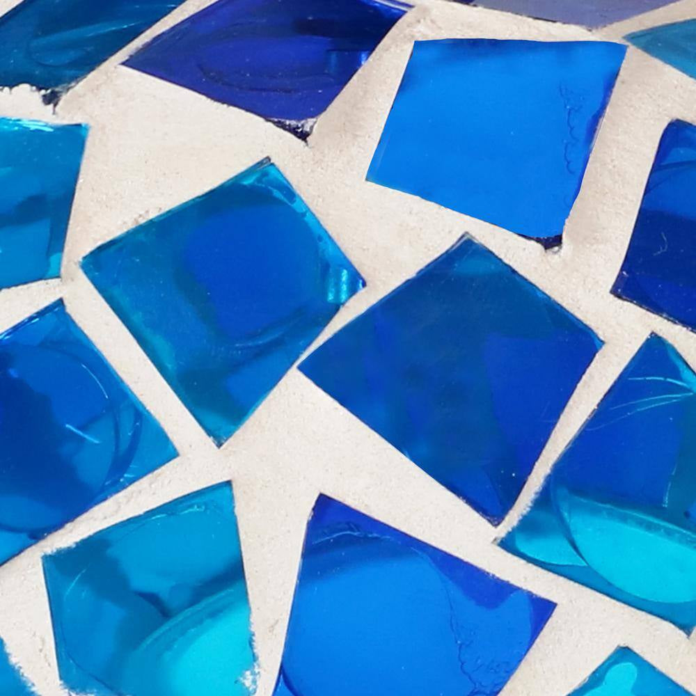 6 In. Blue Mosaic Fly-Through Hanging Outdoor Bird Feeder