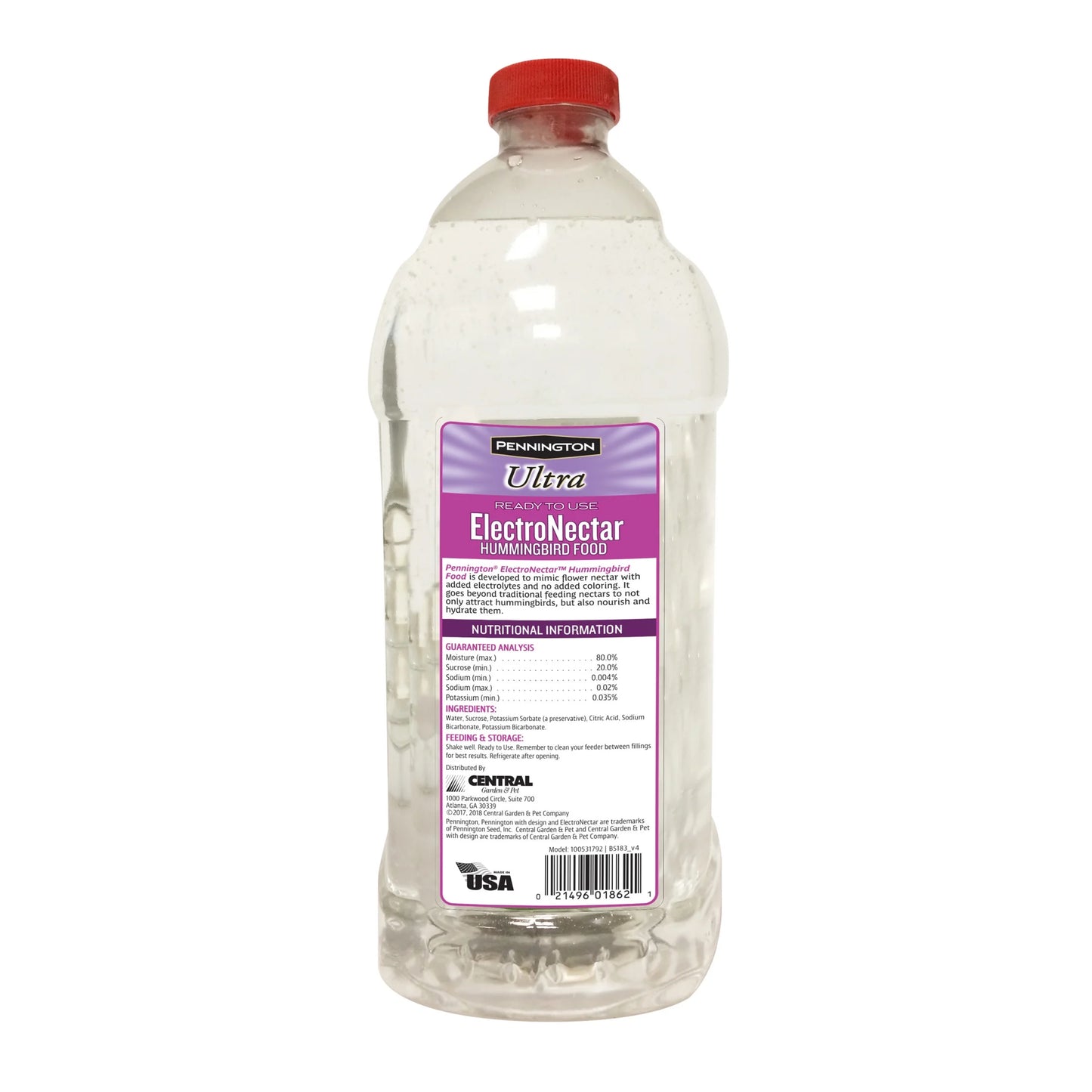 Ultra Electro Nectar Clear Hummingbird Food Ready-To-Use Liquid, 80 Oz. Bottle, 1 Pack