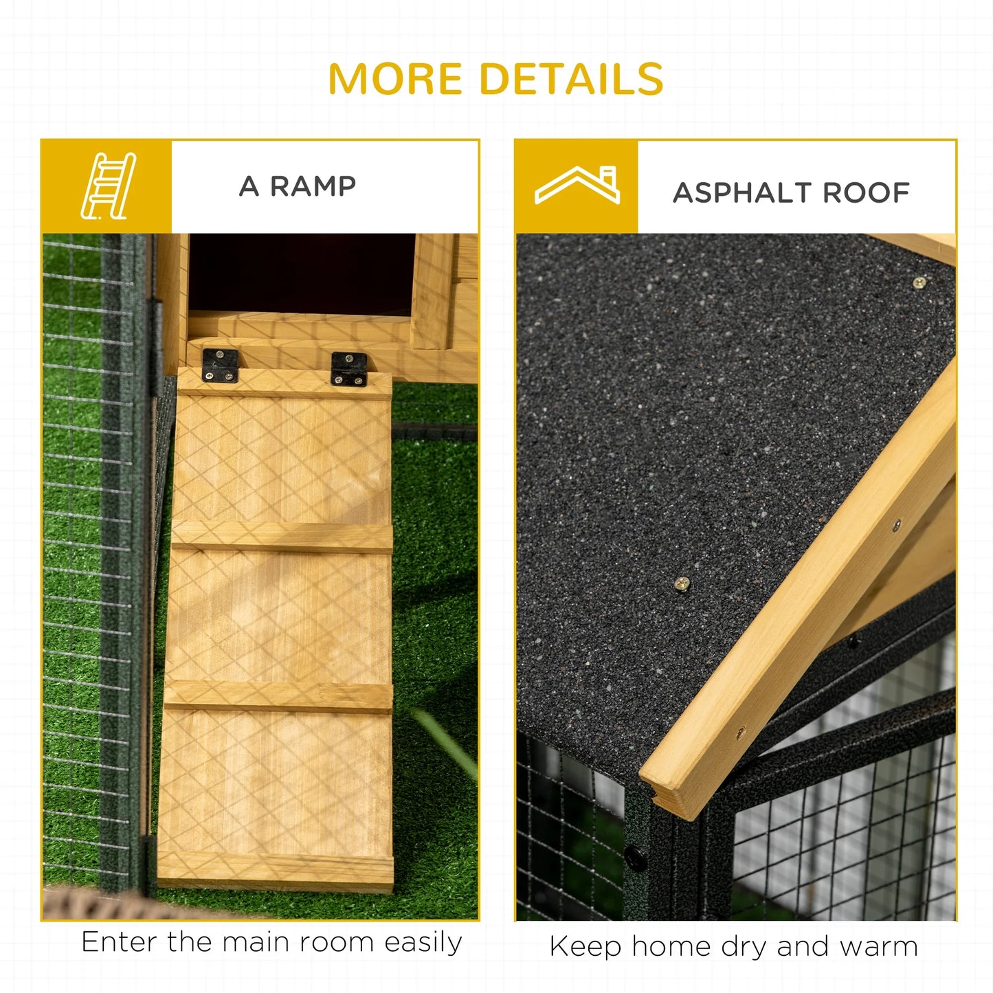 Wooden Rabbit Hutch Outdoor with Run, Bunny Cage with Removable Tray