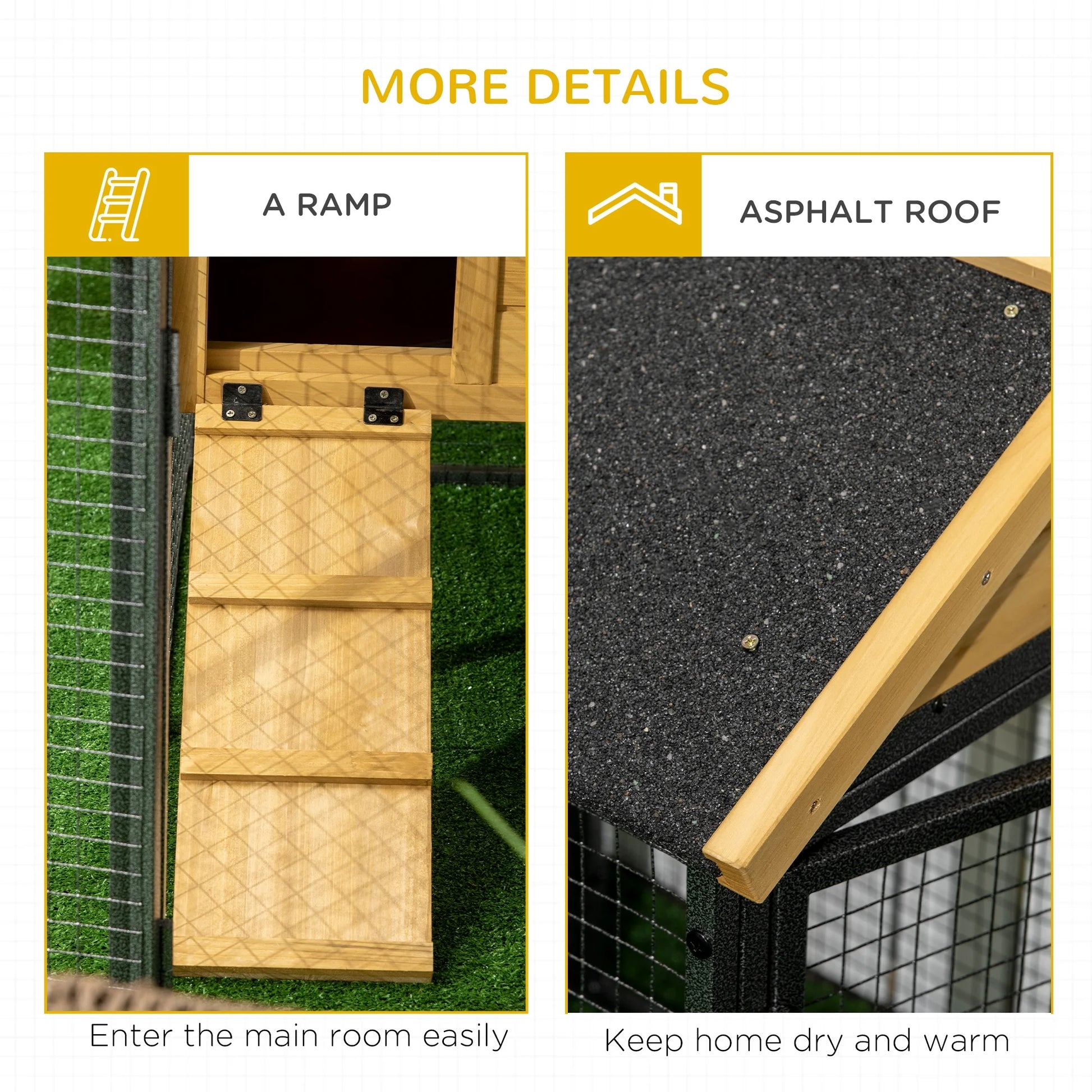 Wooden Rabbit Hutch Outdoor with Run, Bunny Cage with Removable Tray