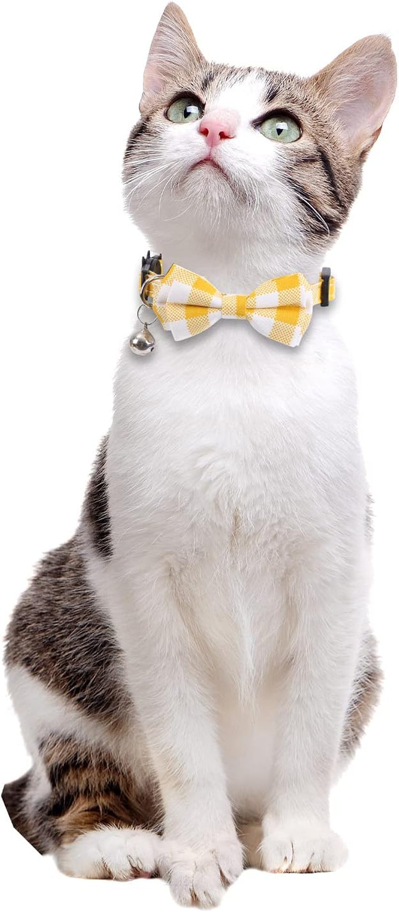 2 Pack/Set Cat Collar Breakaway with Cute Bow Tie and Bell Plaid Flower for Kitty Adjustable Safety