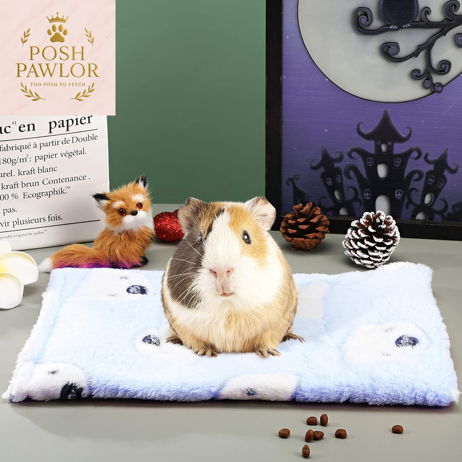 2 Pieces Guinea Pig Bed Rabbit Bed Small Animal Hamster Warm Mats Winter Warm for Bunny Hamster Squirrel Hedgehog Chinchilla Small Animal Accessories(Green, Blue,Bear Pattern)