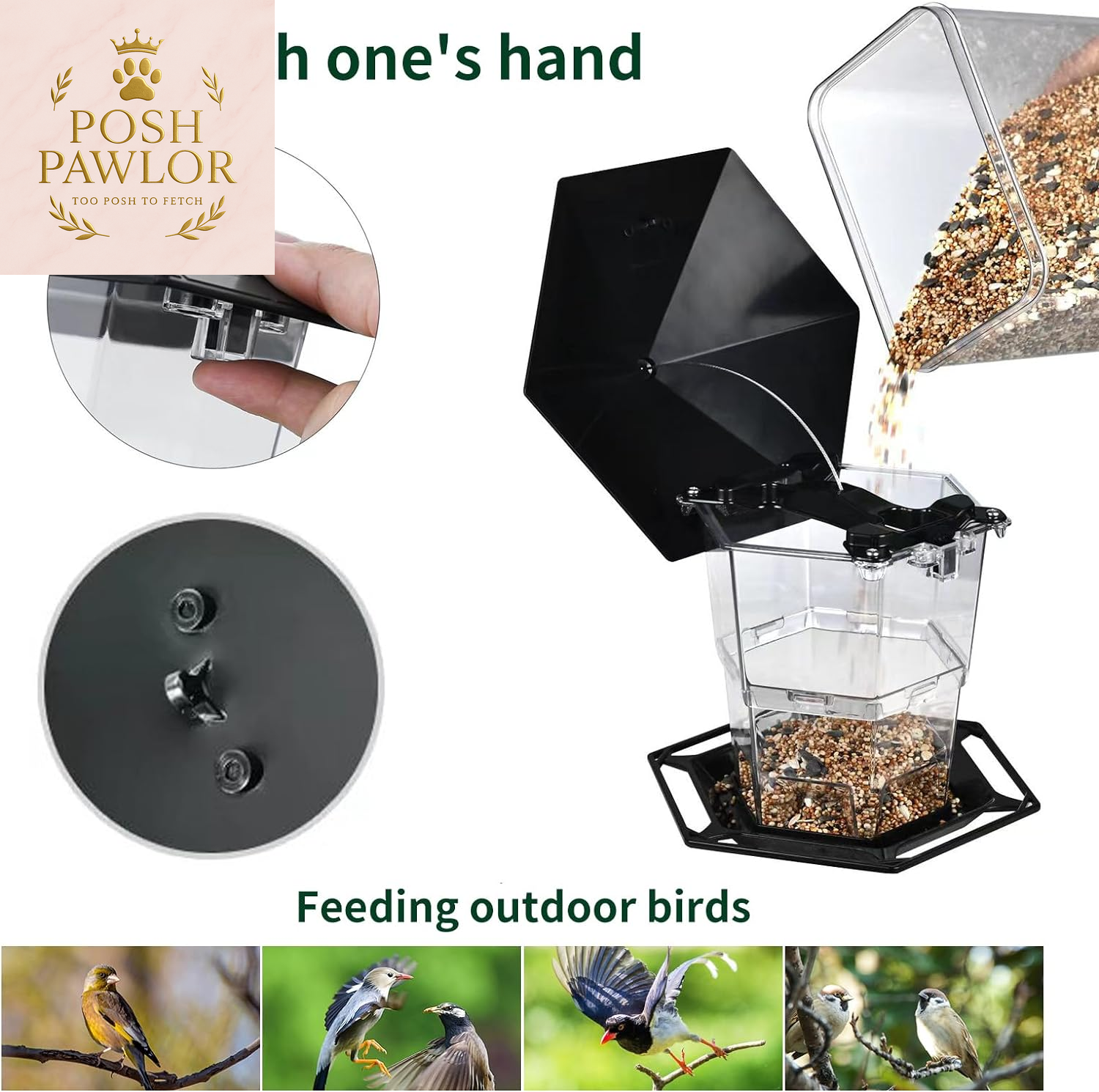 Bird Feeders for Outdoors Hanging Bird Feeder Wild Birds Seed, Black