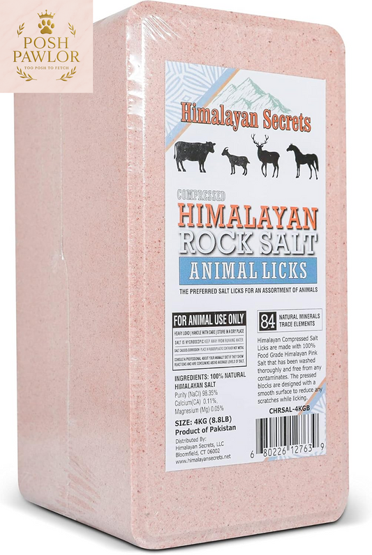 8.8LB (4KG) Compressed Pink Himalayan Salt Animal Lick Brick for Livestock and Wildlife - 100% Pure & Natural Feed Salt - 84 Natural Minerals and Trace Elements