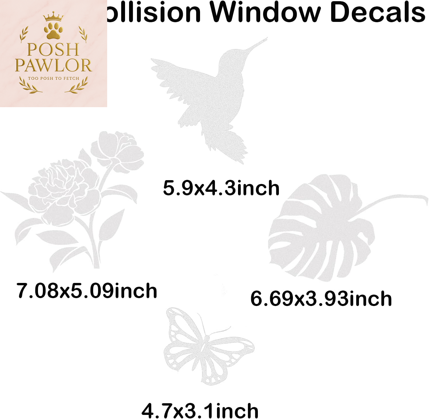 Anti-Collision Decal Window Clings, 44PCS Translucent Alert Bird Stickers to Protect Wild Birds from Glass Door Collisions