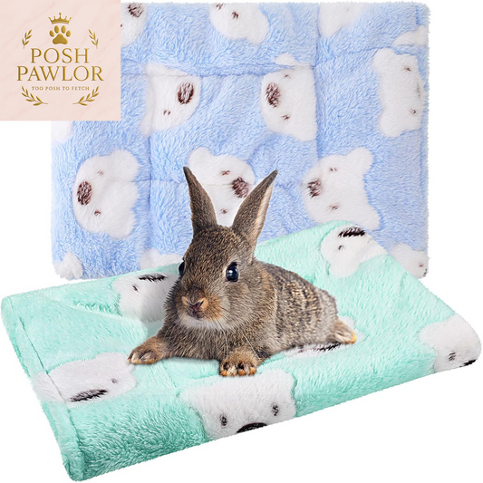 2 Pieces Guinea Pig Bed Rabbit Bed Small Animal Hamster Warm Mats Winter Warm for Bunny Hamster Squirrel Hedgehog Chinchilla Small Animal Accessories(Green, Blue,Bear Pattern)