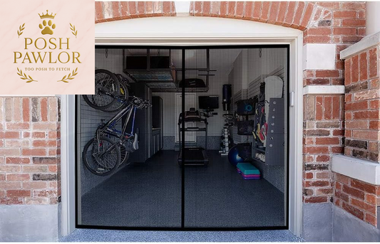 Garage Screen Doors for 1 Car Garage, 8X7Ft Magnetic Closure Heavy Duty Weighted Bottom Screen Self Sealing Fiberglass Mesh anti Annoying Animals Retractable Net-Easy Assembly & Pass-Through (Black)