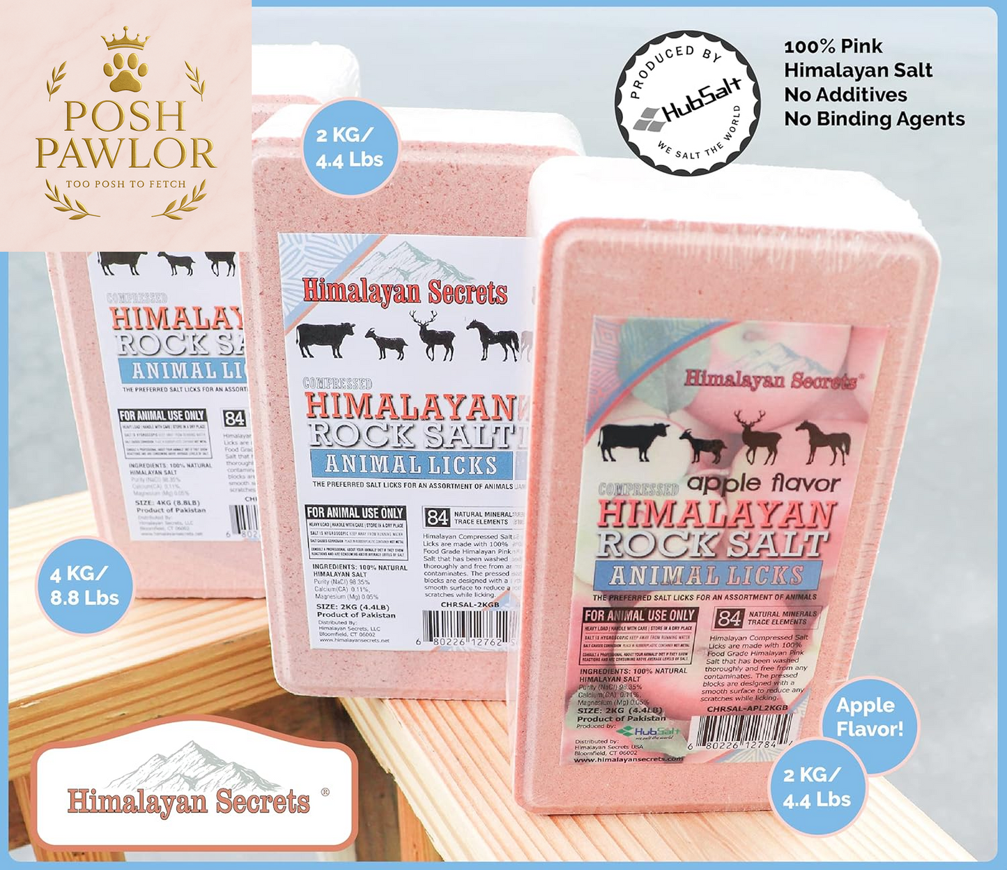 8.8LB (4KG) Compressed Pink Himalayan Salt Animal Lick Brick for Livestock and Wildlife - 100% Pure & Natural Feed Salt - 84 Natural Minerals and Trace Elements