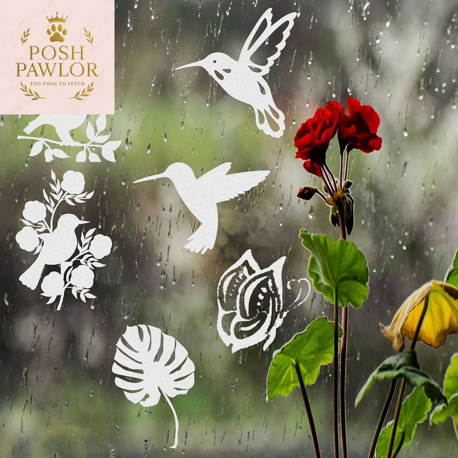 Anti-Collision Decal Window Clings, 44PCS Translucent Alert Bird Stickers to Protect Wild Birds from Glass Door Collisions