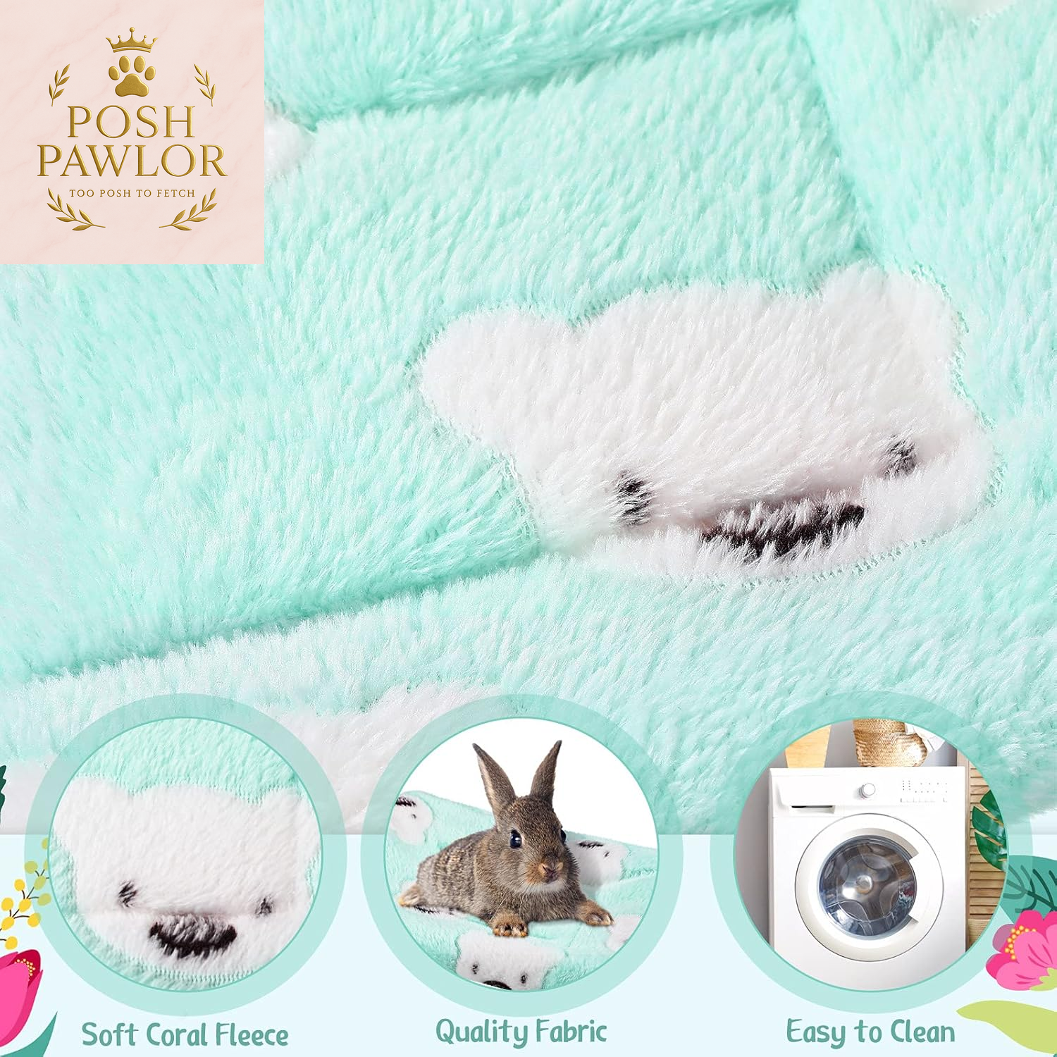 2 Pieces Guinea Pig Bed Rabbit Bed Small Animal Hamster Warm Mats Winter Warm for Bunny Hamster Squirrel Hedgehog Chinchilla Small Animal Accessories(Green, Blue,Bear Pattern)
