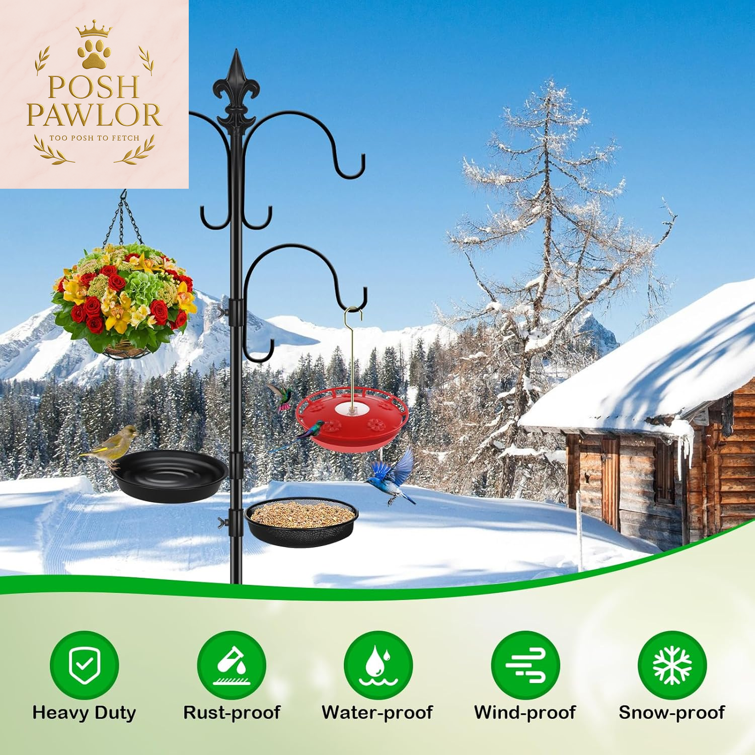 89 Inch Premium Bird Feeding Station Kit,Bird Feeder Pole, Multi Feeder Hanging Kit for Bird Watching, Bird Bath Bird Feeder Planter Hanger Bird Feeders Stand