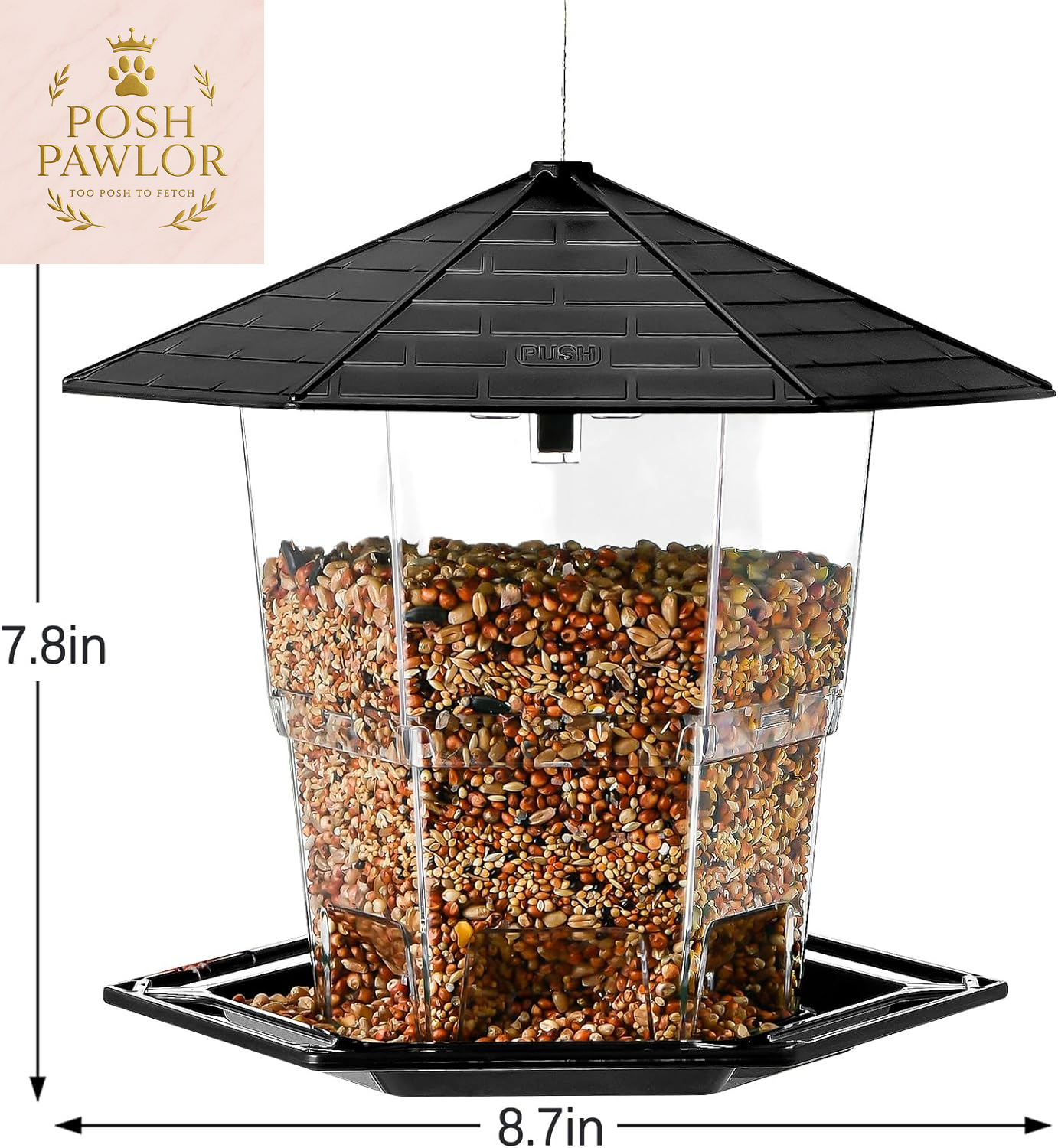 Bird Feeders for Outdoors Hanging Bird Feeder Wild Birds Seed, Black