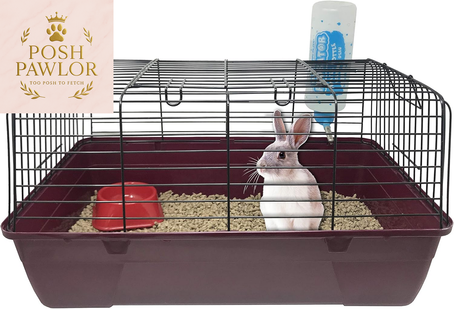 S.A.M. Small Animal Cage with Wire Body and Plastic Base – Perfect for Rabbits, Guinea Pigs, Mice, and Many More (Small, Burgundy)