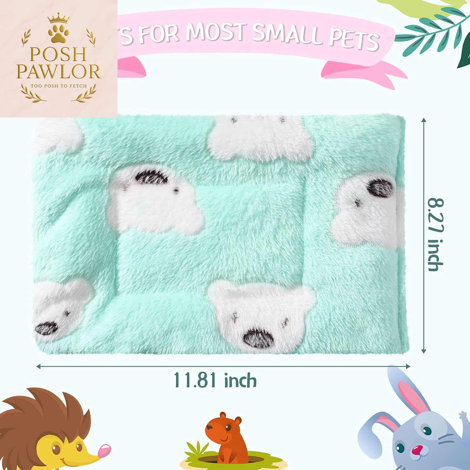 2 Pieces Guinea Pig Bed Rabbit Bed Small Animal Hamster Warm Mats Winter Warm for Bunny Hamster Squirrel Hedgehog Chinchilla Small Animal Accessories(Green, Blue,Bear Pattern)