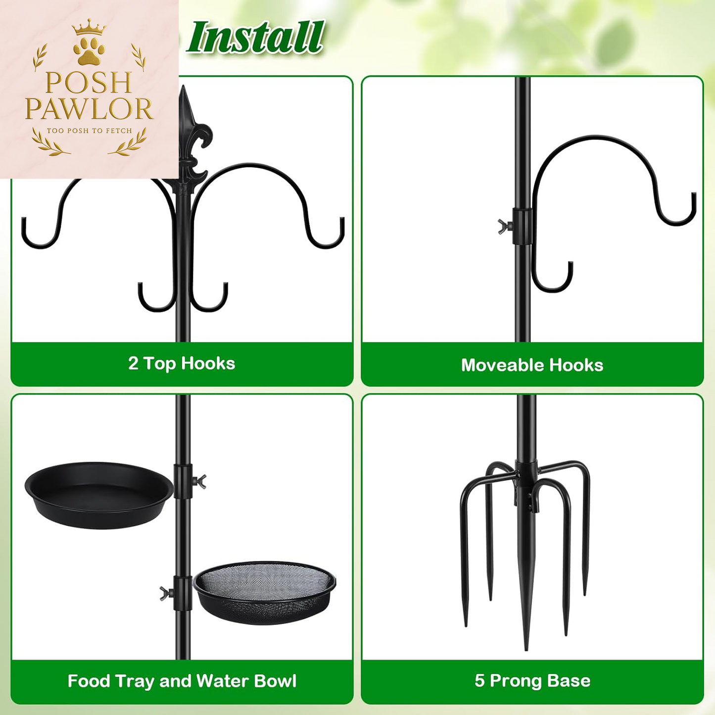 89 Inch Premium Bird Feeding Station Kit,Bird Feeder Pole, Multi Feeder Hanging Kit for Bird Watching, Bird Bath Bird Feeder Planter Hanger Bird Feeders Stand