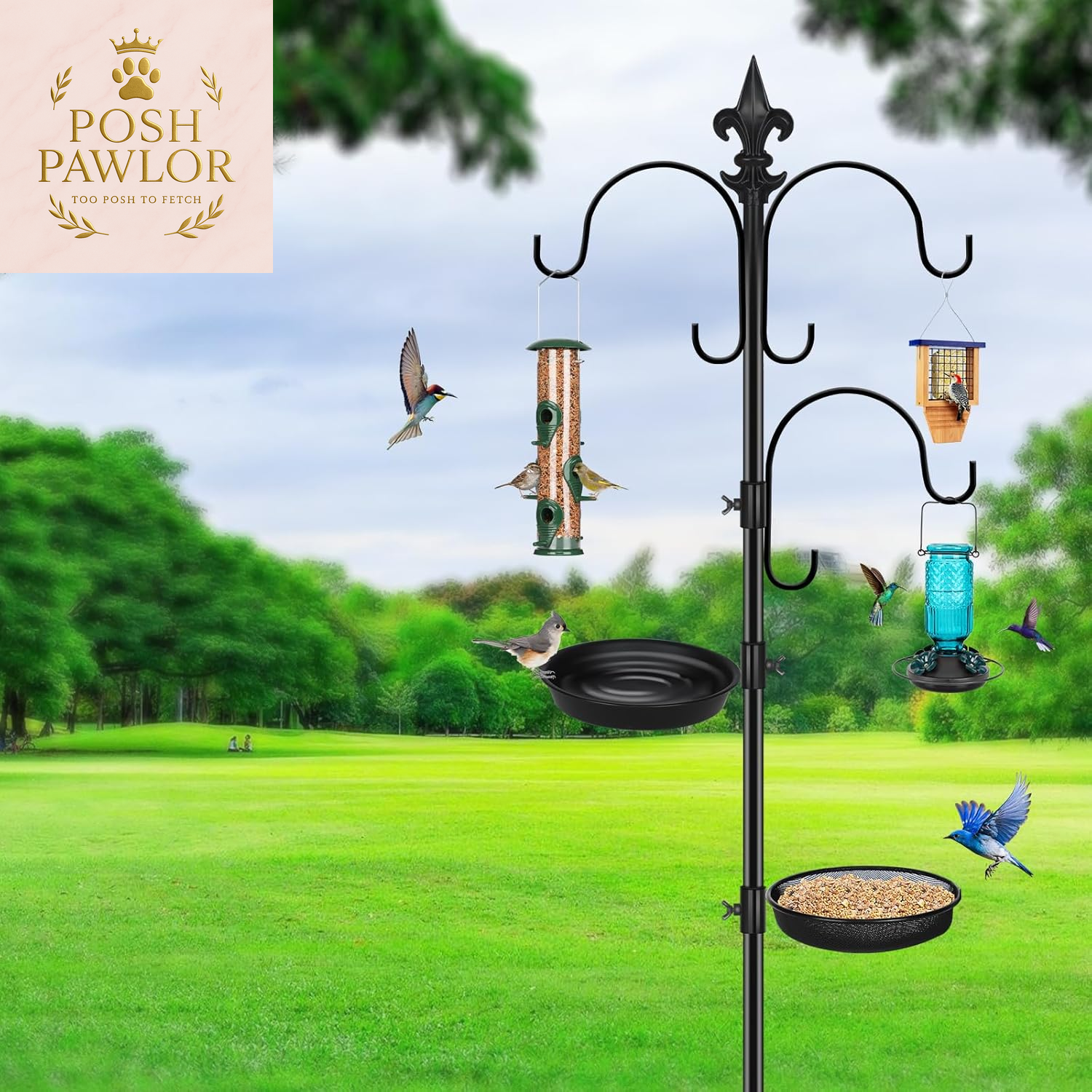 89 Inch Premium Bird Feeding Station Kit,Bird Feeder Pole, Multi Feeder Hanging Kit for Bird Watching, Bird Bath Bird Feeder Planter Hanger Bird Feeders Stand