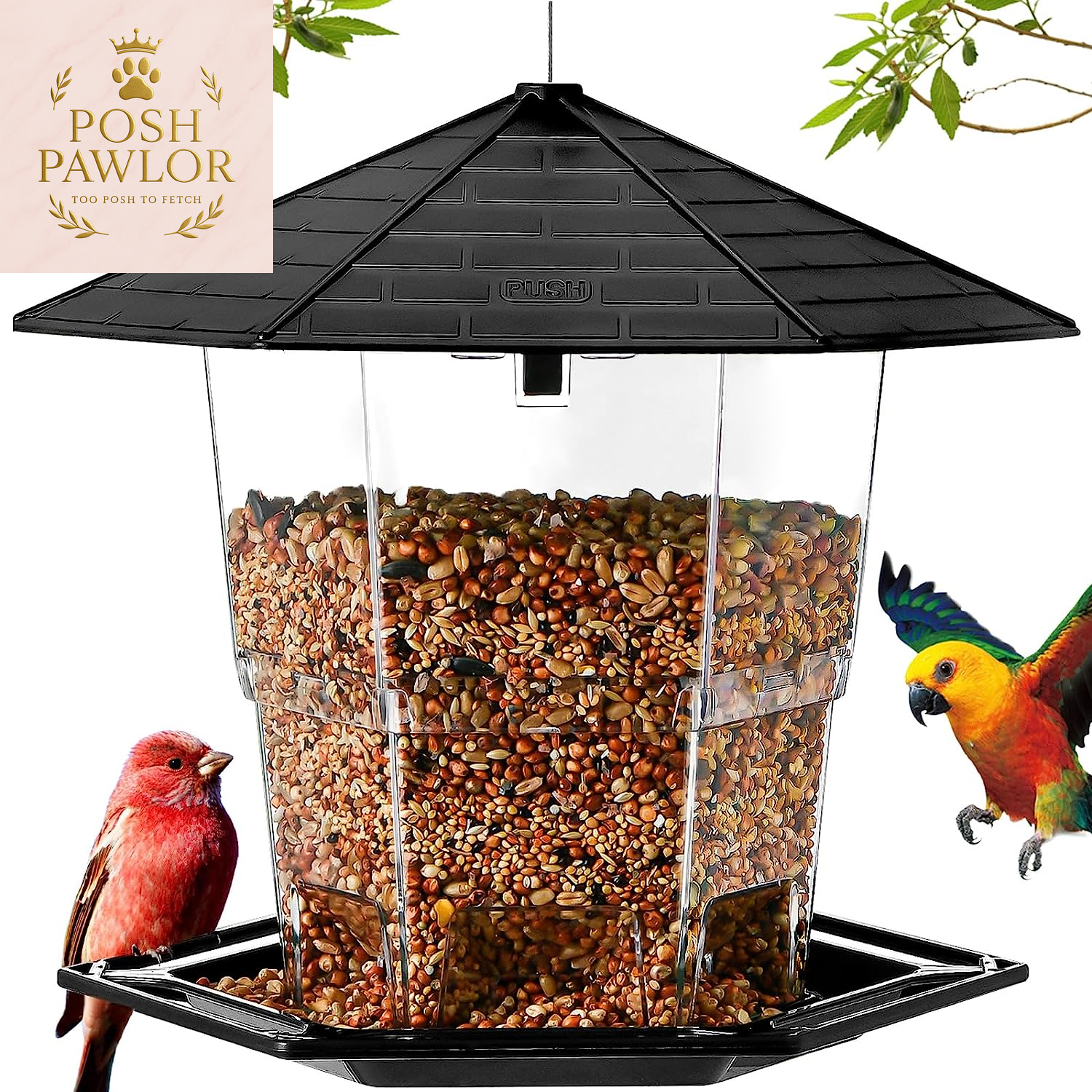 Bird Feeders for Outdoors Hanging Bird Feeder Wild Birds Seed, Black